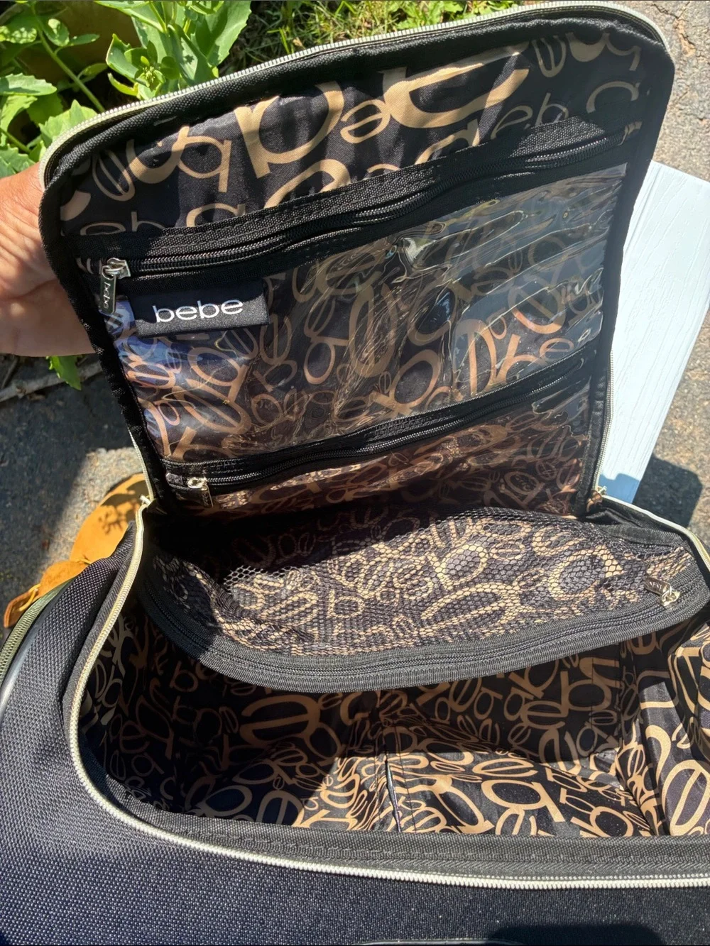 bebe Danielle Wheeled Underseater Carry-On Luggage Black Croc